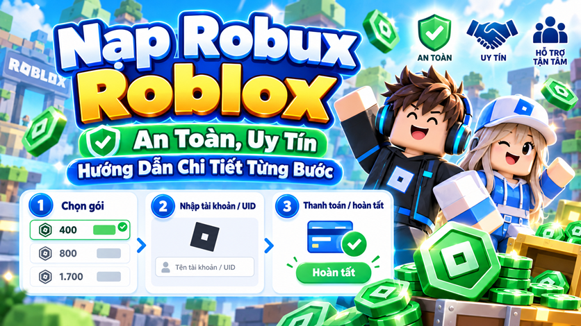 Nạp Robux Roblox An Toàn, Uy Tín – Hướng Dẫn Chi Tiết Từng Bước